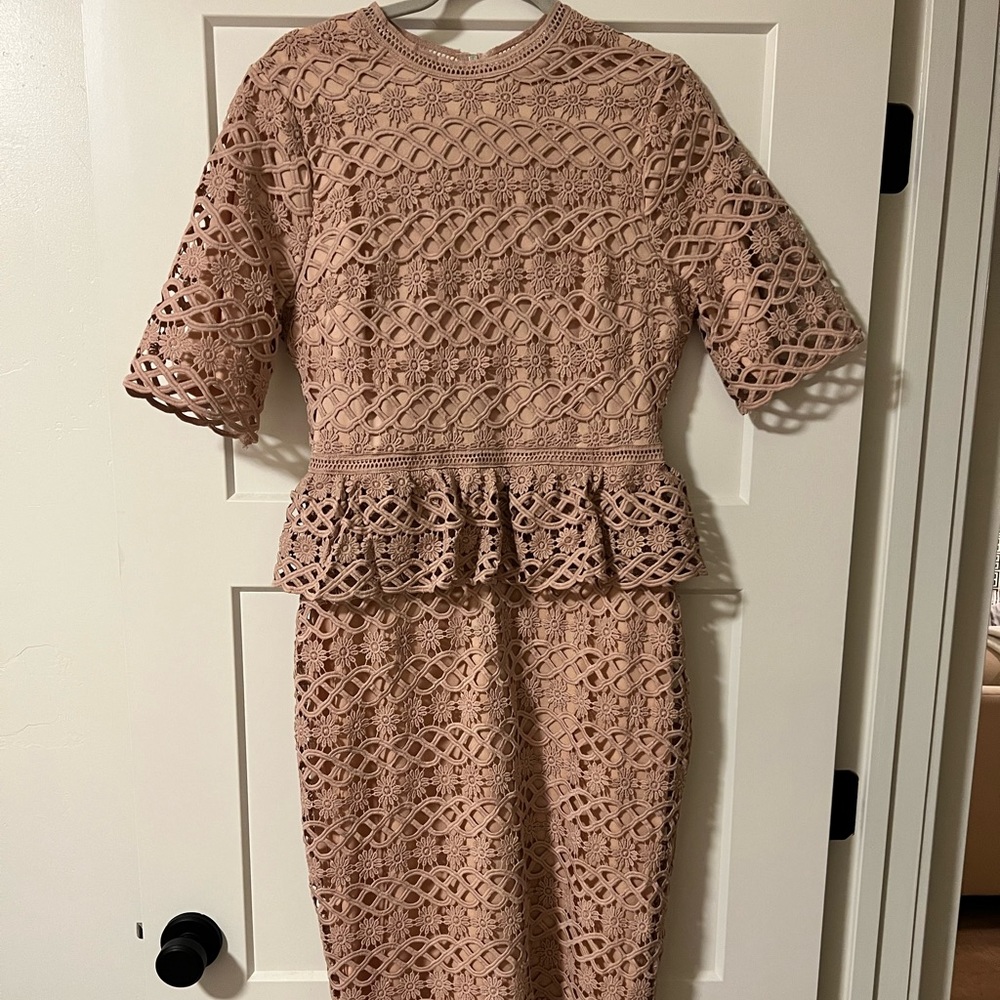 Blush pink eyelet lace dress